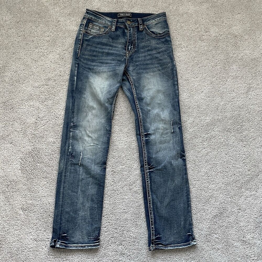 Fire & Rain Mens Jeans 32x32 Blue Straight Leg Stretch Denim Casual Western Y2K